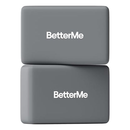 BetterMe Yoga Blocks Set of 2 – High Density Foam Yoga Blocks for Stretching, Pilates & Workouts – Lightweight Non-Slip Exercise Blocks for Flexibility & Balance - color: Stone Gray