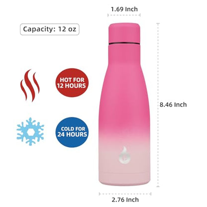 BJPKPK 12 oz Small Water Bottle, Reusable Insulated Stainless Steel Flask - color: Cherry, size: 12 Ounces