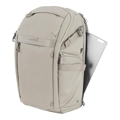 VANGUARD VEO Metro B30L Camera & Everyday Backpack (Cream) – Fits 70–200mm Attached, 17" Laptop Storage, Convertible Daypack Design, Travel-Ready Carry-On - color: Cream, size: 30L