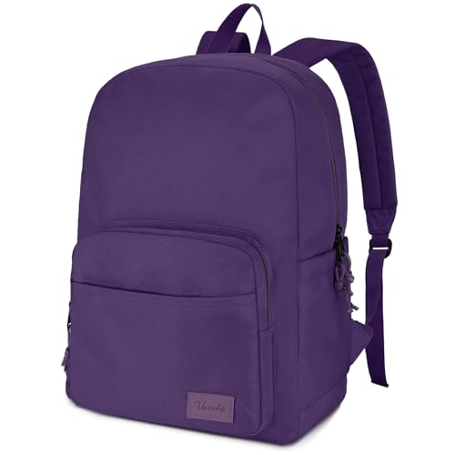 VASCHY School Backpacks, Lightweight Bookbag Schoolbag for Girls Casual Basic Simple Daypack for Women Purple - color: Purple