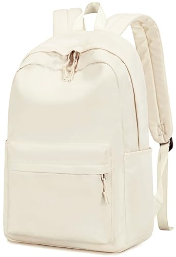 Bluboon School Backpack for Teen Girls Women Laptop Backpack College Bookbags Middle School Travel Work Commuter Back Pack(Solid Beige) - color: A Solid Beige