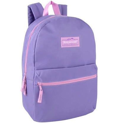 Trail maker Classic 17 inch Backpacks with Adjustable Padded Straps | School Backpacks for Girls, Boys (Purple) - color: Purple