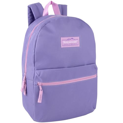Trail maker Classic 17 inch Backpacks with Adjustable Padded Straps | School Backpacks for Girls, Boys (Purple) - color: Purple
