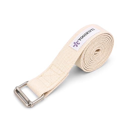 Yogikuti Premium Cotton Yoga Strap | Adjustable Yoga Belt for Stretching, Flexibility, Balance & Alignment | Yoga Accessories for Beginners, Pilates, Meditation, Exercise, Fitness & Physical Therapy - size: 7Ft(2mtr)