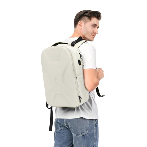 MOSISO 15.6-16 inch 35L Laptop Backpack with USB Charging Port for Women Men, Waterproof Hardshell Travel Business Computer Bag, Anti-Theft Daypack with Luggage Strap, Beige - color: Beige
