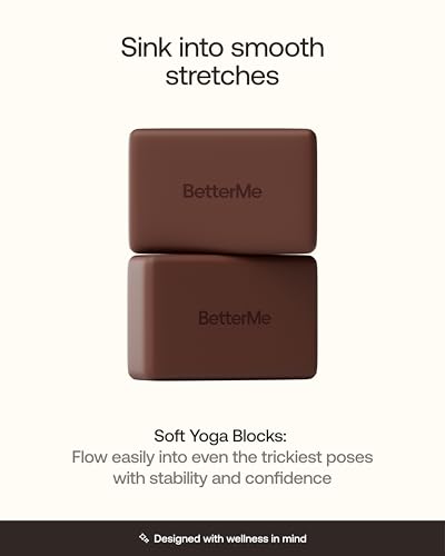 BetterMe Yoga Blocks Set of 2 – High Density Foam Yoga Blocks for Stretching, Pilates & Workouts – Lightweight Non-Slip Exercise Blocks for Flexibility & Balance - color: Chocolate Brown