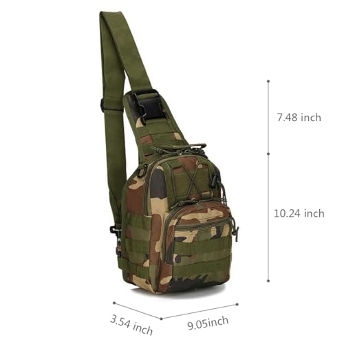 Viriber Tactical Backpack, Waterproof Military Cross-body Molle Sling Shoulder Backpack Chest Bag for Outdoor Every Day Carry Green Camo - color: Green Camo