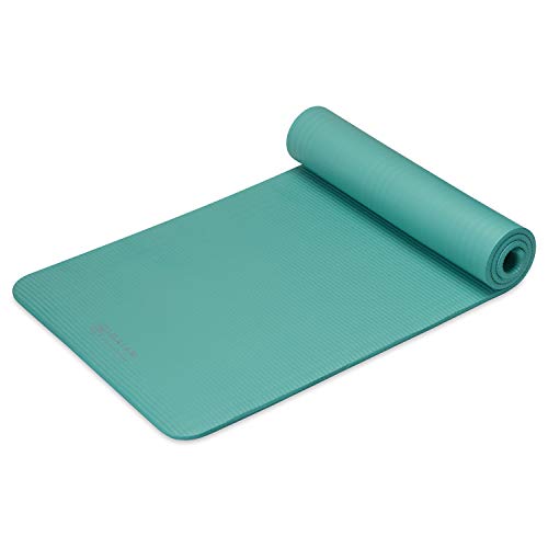 Gaiam Yoga Mat, Pilates & Exercise Mat, Thick Mat 2/5" (10mm) Workout Mat with Easy-Cinch Carrying Strap for Home & Gym Workouts - color: Teal