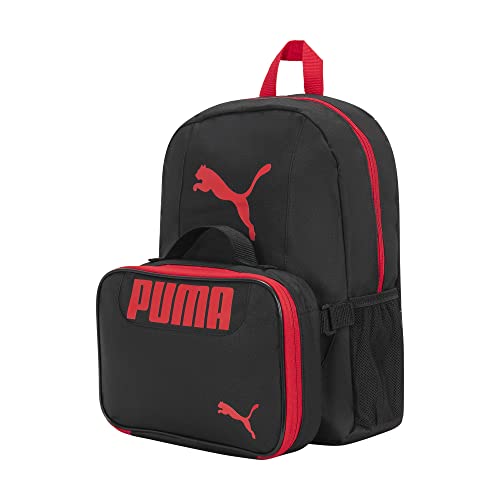 PUMA KIDS' EVERCAT BACKPACK & LUNCH KIT COMBO, Black/Red, Youth Size - color: Black/Red