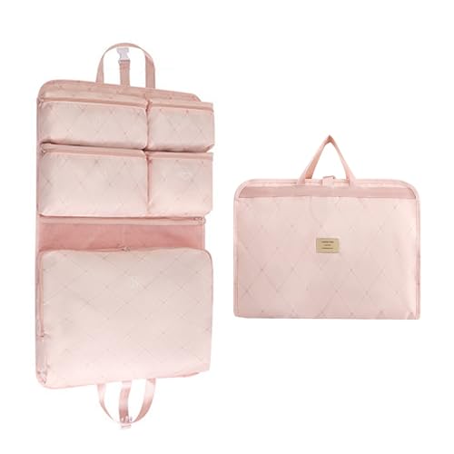 7-in-1 Travel Storage Bag, Foldable Hanging Packing Cube with Compartments for Clothes, Pink - color: Pink