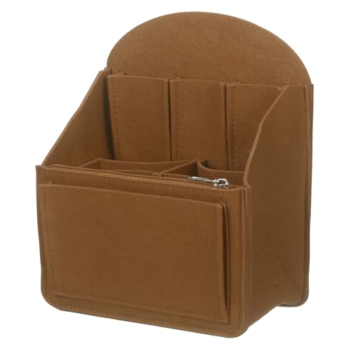 uxcell Purse Organizer Insert, Portable Felt Organizer Bags with Metal Zipper Multiple Compartments Purse Liner for Backpack Rucksack Handbag Shoulder Bag (7.7 x 4.7 x 10.4, Light Brown) - color: Light Brown, size: 7.7 x 4.7 x 10.4"