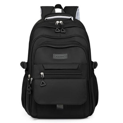 Eagerrich School Cute Aesthetic Backpack Girls Backpack for Students Kids Teen Girls Large Capacity Bookbags College Backpacks Laptop Lightweight Bookbag Casual Travel Daypacks School Bag（Black） - color: Black