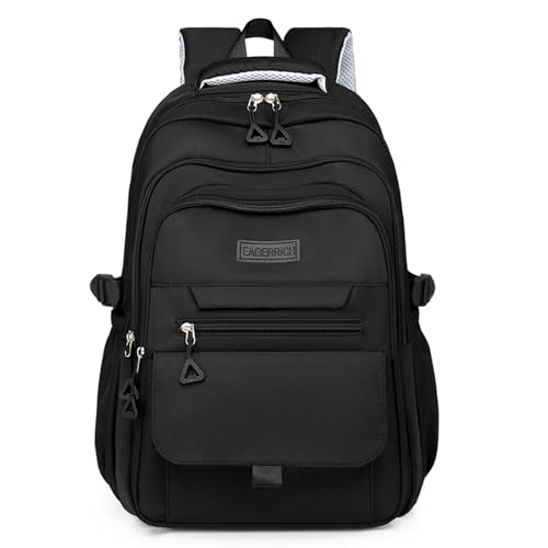 Eagerrich School Cute Aesthetic Backpack Girls Backpack for Students Kids Teen Girls Large Capacity Bookbags College Backpacks Laptop Lightweight Bookbag Casual Travel Daypacks School Bag（Black） - color: Black