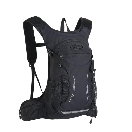 18L Hydration Backpack, Lightweight Breathable Hiking Backpack with Water Bag Compartment and Reflective Strips, for Camping Running Biking Commuting - color: Black