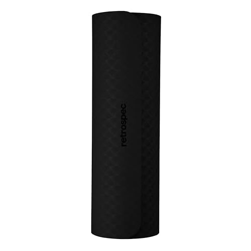 Retrospec Zuma Yoga Mat | 1/2 Inch Thick Non Slip Workout Mat | TPE Exercise Mat for Yoga, Pilates & Stretching | 72x24in - color: Black