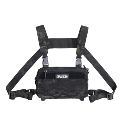 EXCELLENT ELITE SPANKER Tactical Chest Rig Pack EDC Chest Bag Molle Utility Chest Pouch for Outdoor Hunting Workouts Hiking - color: Multicam Black