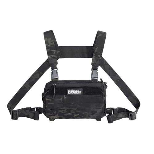 EXCELLENT ELITE SPANKER Tactical Chest Rig Pack EDC Chest Bag Molle Utility Chest Pouch for Outdoor Hunting Workouts Hiking - color: Multicam Black