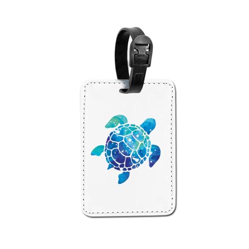 WIRESTER PU Leather Luggage Tag Name Tag Bag Tag for Travel Suitcase Baggage Luggage - Blue Sea Turtle - color: Blue Sea Turtle