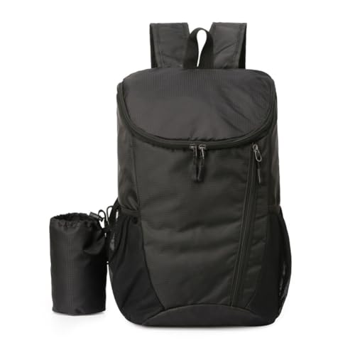 Hiking Backpack, Waterproof Wearable Lightweight Backpack, Foldable Outdoor Travel Camping Daypack - color: Black