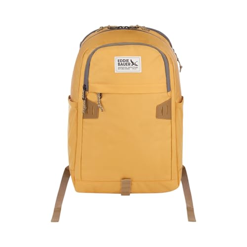 Eddie Bauer University Backpack 26L | Everyday Carry | Work | Travel | Commuter | Padded Laptop Sleeve | Stretch Bottle Pockets | Lightweight | Durable - Field Gold - color: University - Field Gold, size: 26L