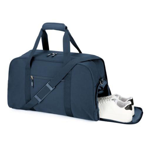 Searock 45L Gym Bag for Men & Women with Shoe Compartment - color: Navy Blue, size: 21 x 10 x 13″ (Medium)