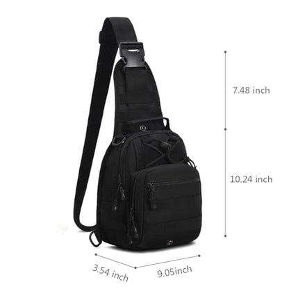 Viriber Tactical Backpack, Waterproof Military Cross-body Molle Sling Shoulder Backpack Chest Bag for Outdoor Every Day Carry Black - color: Black