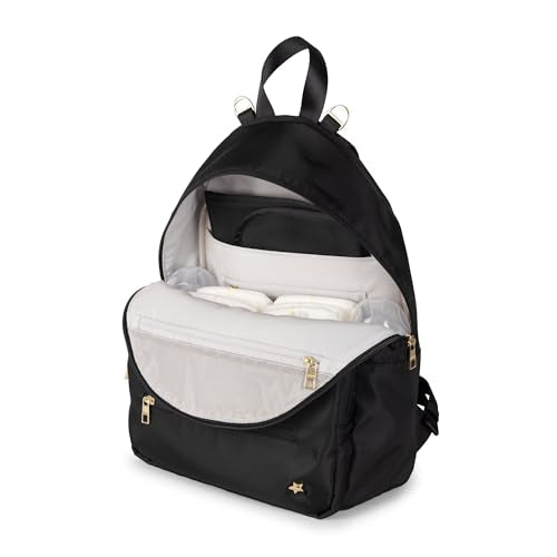 JuJuBe Diaper Bag Backpack with Changing Pad, 11-Pocket Large Capacity Organizer, 2 Interior Insulated Bottle Pockets, Wipe Pocket, Stroller Straps, Trolley Sleeve, Machine Washable (Black) - color: Black