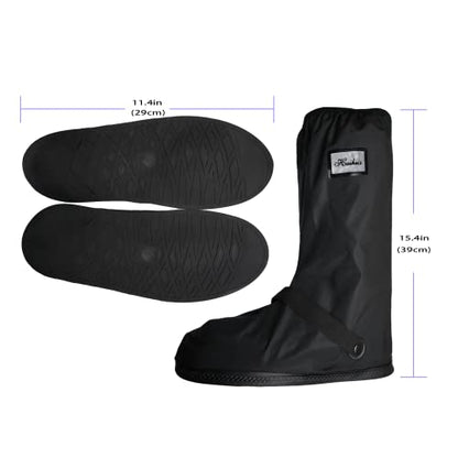 Waterproof Rain Boot Shoe Cover with Reflector Reusable & Foldable - color: Black, size: Large