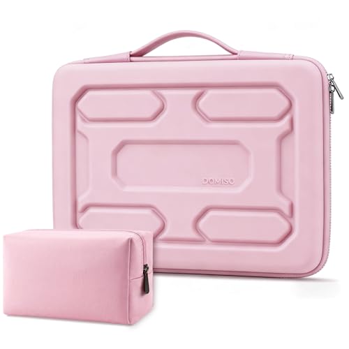 DOMISO Laptop Hard Case 15-16 inch Waterproof Shockproof Hard Shell Laptop Sleeve with Handle & Storage Pocket, Compatible with MacBook, HP, Dell,Pink - color: Pink, size: 15.6 inch