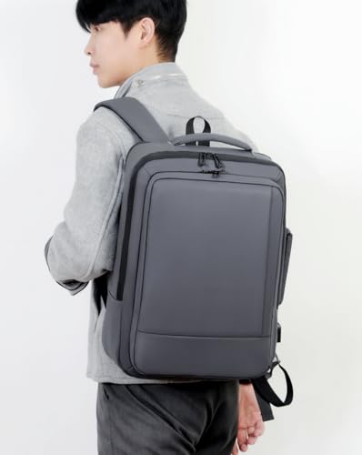 Business & Travel Laptop Backpack, Expandable Laptop Backpack,Carry on backpack,With USB Charging Port, Water Resistant, Men (01#Grey) - color: 01#grey