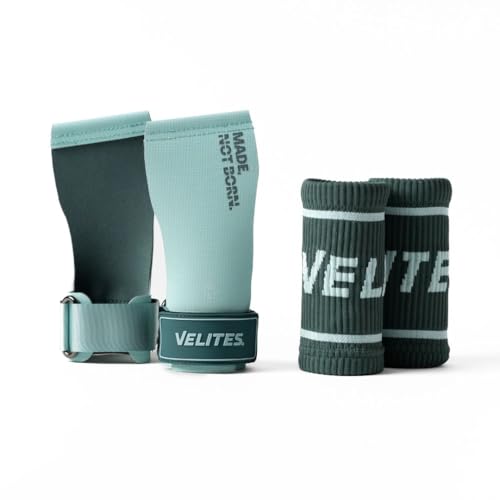 Velites - All Terrain Grips - Official Crossfit® Games Gymnastics Grips - No-Chalk Required - for All Bars & Surfaces - Includes Wristbands & Bag - color: Mint, size: Medium