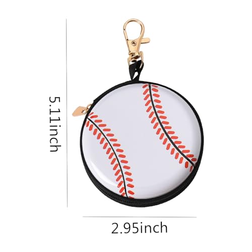 YALLNASL Soccer Basketball Volleyball Baseball Storage Bag Wallet Organizer Coin Pouch Keychain Case for Earplugs Earbuds Earphone - color: Baseball Keychain
