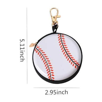 YALLNASL Soccer Basketball Volleyball Baseball Storage Bag Wallet Organizer Coin Pouch Keychain Case for Earplugs Earbuds Earphone - color: Baseball Keychain