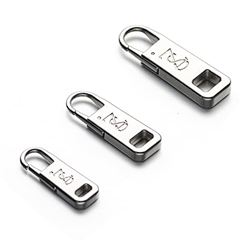Zpsolution Luggage Zipper Pulls Replacement - Easy Repair for Broken and Missing Zipper Pulls - 3 Size More Suitable for Different Zippers - color: 3 Silver