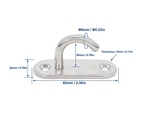 Stainless Steel Ceiling Hooks & Wall Hangers - Heavy Duty M6 Screw Mount, Rust-Proof Anchor Straps for Garage, Outdoor, Storage (4-Pack) - size: M6 J Hook