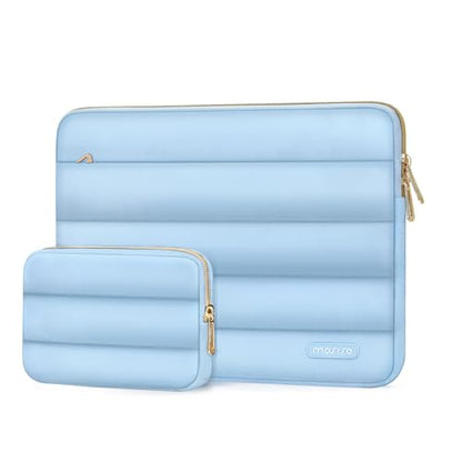 MOSISO Laptop Case 14 inch, 14 inch Puffy Laptop Sleeve Compatible with HP Lenovo Dell ASUS Acer, HP Stream, Dell Latitude, Lenovo IdeaPad, Polyester Horizontal Bag with Small Case, Air Blue - color: Air Blue, size: 14 inch