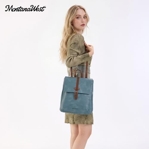 Montana West Backpack Purse for Women Casual Daypack Convertible Crossbody Backpack for Travel Work - color: Jean