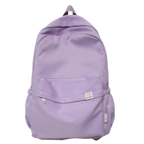 Cute Aesthetic Backpack Y2K Simple Solid Color Kawaii Backpacks Travel Laptop Backpack (Purple) - color: Purple