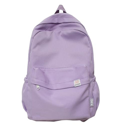 Cute Aesthetic Backpack Y2K Simple Solid Color Kawaii Backpacks Travel Laptop Backpack (Purple) - color: Purple