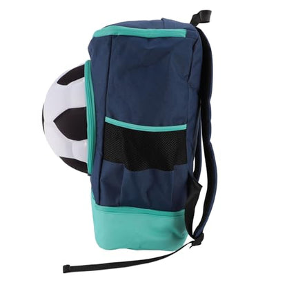 Soccer Backpack with Ball Compartment, Shoe Compartment, Football Bag with Shoe Compartment, Water Resistant, Men & Women, Basketball Bag, for - color: Green with Blue, size: Adult Size (Fits Size 7 Ball)