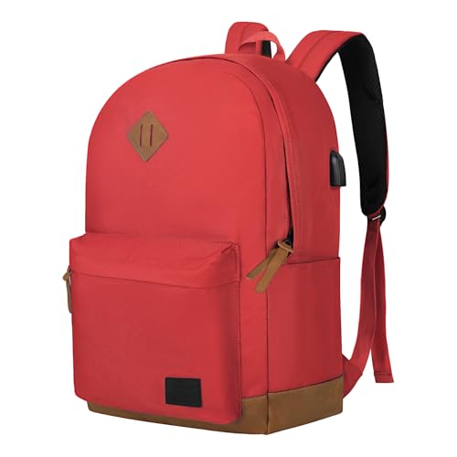 Goloni Backpack for Men Women,Travel Laptop Backpack, Water Resistant 17.3 Inch USB Charging Backpack, Large Capacity Work Commute Bag,Red - color: Red, size: Medium