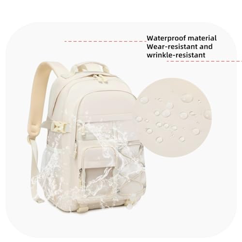 Laptop Backpack Boys Teen Bookbag Kids Middle Schoolbag Women Men 18in(white - color: 1-beige