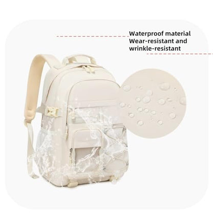 Laptop Backpack Boys Teen Bookbag Kids Middle Schoolbag Women Men 18in(white - color: 1-beige
