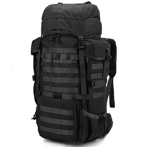 Mardingtop 70L Internal Frame Backpack for Hunting,Camping,Hiking Backpacking Backpack with Rain Cover - color: Black