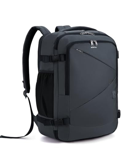 ECOHUB Carry On Travel Backpack, Expandable Airlines Personal Item Bag 18x14x8, Water Resistant 17 inch Laptop Backpack Flight Approved, 12 Pockets 30L Work Backpacks with Wet Pocket Cable Slot, Grey - color: Grey, size: 18 inch underseat