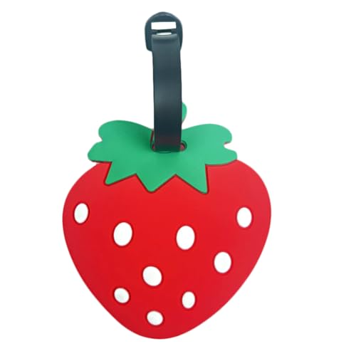 Cute Silicone Luggage Tag for Women Men Unique Travel Bag Tags Funny Colorful Identifier Suitcase Label (Strawberry) - color: Strawberry