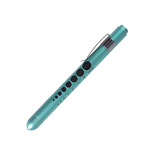 Aokin Medical Pen Light for Nurse Doctor, Reusable LED Medical Penlight Flashlight with Pupil Gauge and Ruler, White Light, Teal - color: Teal