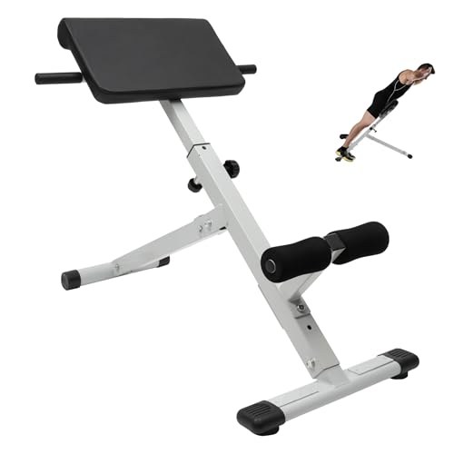 Roman Chair Back Extension Weight Bench Ab Machine Foldable Angle Height Adjustable Sit up Exercise Multi-Functional Workout Home Gym Exercise Equipment Inversion Table for Fitness - color: White