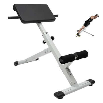 Roman Chair Back Extension Weight Bench Ab Machine Foldable Angle Height Adjustable Sit up Exercise Multi-Functional Workout Home Gym Exercise Equipment Inversion Table for Fitness - color: White