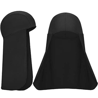 2 Packs Cooling Skull Cap with Neck Shade, Elastic Hard Hat Sun Shield for Men Women, Quick Dry Moisture Wicking - color: Black, size: One Size